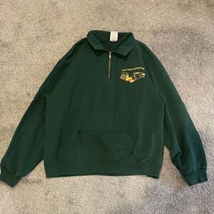 Vintage Y2K JERZEES Green Half-Zip Sweatshirt